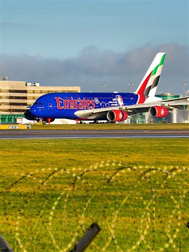 Emirates A380 NBA Livery Arrival at Manchester Airport