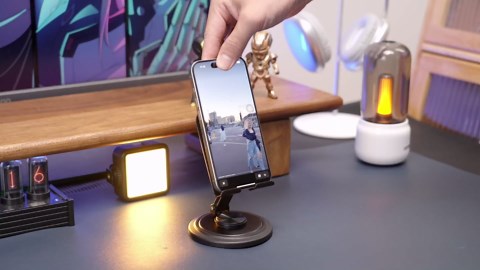 Lamicall Cell Phone Stand for Desk - [360° Rotation] Sturdy Adjustable Desktop Phone Holder, Foldable Mobile Stand, Office Desk Accessories for iPhone 17 16 15 14 Pro Max Air, Galaxy S25, Cellphones