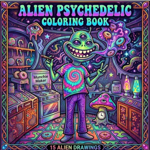Stoner Alien Coloring Book | Psychedelic Trippy Designs (digital Download) - Etsy
