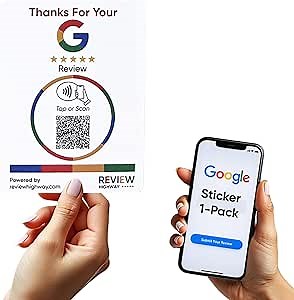 NFC Tap Sticker (1-Pack) by Review Highway - Compatible with Google Reviews - NFC Tap & QR Scan for Instant Reviews - Boost SEO - iPhone/Android Compatible – Reusable and Zappy Fast (1 Sticker)