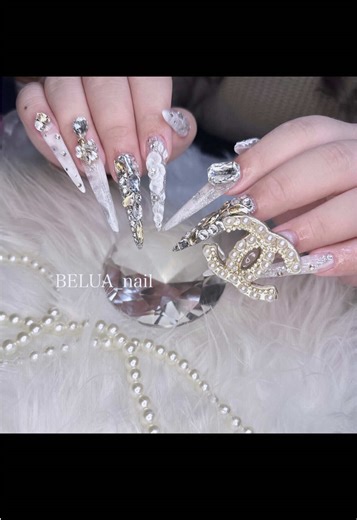 Stunning Chanel-Inspired Long Nail Designs