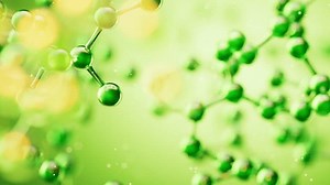 Transparent green molecules background, 3d rendering. Motion graphic.