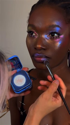 KALEIDOS on Instagram: "Eye candy. 🍬✨ The Space Age Highlighters elevate your look to interstellar heights. Multicolored, sparkling pearls are suspended in a translucent base, creating a metallic shine that dazzles from every angle. Swipe them onto your lids with your fingertips for an intense, glossy lid top coat effect, or layer across cheekbones for a dreamy, multidimensional colorshift. ⚡ Prophecy ⚡ Gifted ⚡ Moon Cruiser Which combination of Space Age Highlighters would you wear? Shop your 