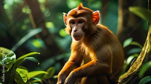 video of The toque macaque is a reddish-brown Old World monkey species, known for its distinctive whorl of hair on the head and playful behavior, native to the forests of Sri Lanka Відео Stock