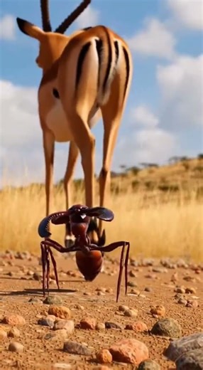 Driver Ant vs Impala on the a windswept Sahel grassland edge