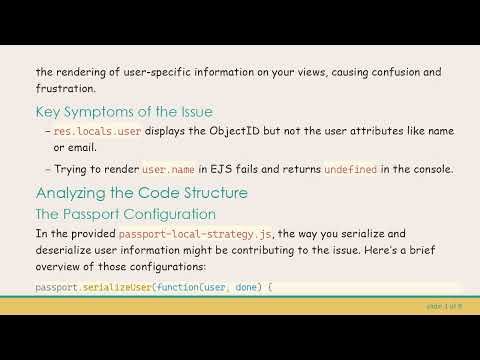 Resolving undefined User Data Issue in Node.js with Express and Passport