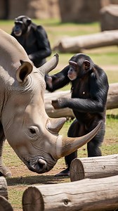 Chimpanzees Work Together To Save Trapped Rhino In Danger! #rescue #animals | Paul Vu