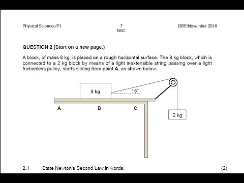 NEWTON'S 2ND LAW OF MOTION _Question 2 November 2018 PHYSICAL SCIENCES P1 (Grade 12 )