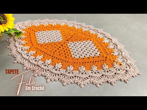 Tapete Filó em crochê lindo e muito fácil de fazer