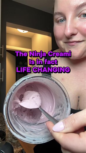 Recipe: 1 oikos vanilla protein yogurt 1 cup cherries and berries frozen mix. I microwaved it for about 90 seconds to soften them. They get juicy 1scoop @1UpNutrition birthday cake collagen powder (code Chrissy to save) 2 TBSP half and half. I mixed the collagen and the yogurt together first. Once it’s well mixed add the softened berries and juice to it. Mix in 2 TBSP half and half. Then I added it to my ninja creami. So yummy!