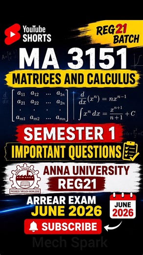 MA 3151 matrices & calculus important questions #annauniversity #regulation2021 #engineering