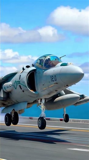 Harrier landing on aircraft carrier #shorts #militaryvehicle #military #airplane #militaryaircraft