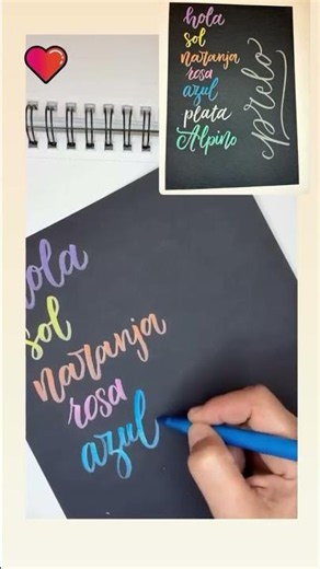 Materiales esenciales para lettering. Con rotuladores metalizados sobre papel negro ✨