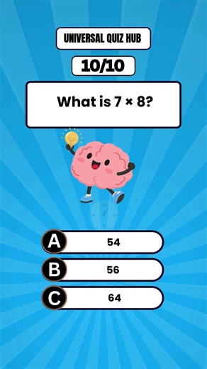 Only Geniuses Can Solve This! What Is 7 × 8? 🤯 | Quick Math Quiz #Shorts