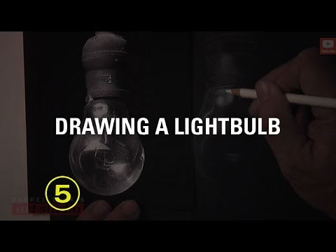 Drawing a Lightbulb: White Pencil On Black Paper (White On Black #1)