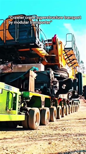 “Crawler crane superstructure transport by modular transporter”