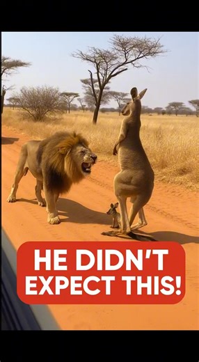 Kangaroo vs Lion Unbelievable Wildlife Moment Caught on Safari🦘🦁