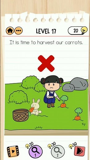 Brain Test 2 Level 17 it is time to harvest our Carrots