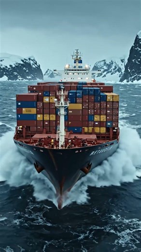 Epic Cargo Ship Braving a Massive Antarctic Storm | Realistic Storm Simulation #shorts #cargoship