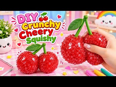 How to Make Crunchy Cherry Squishy / DIY Viral Squishy / Easy craft / crafts to do when your bored