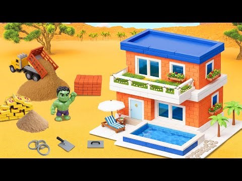 Building a Modern Two-Story Mini Brick House with Swimming Pool | Science Project