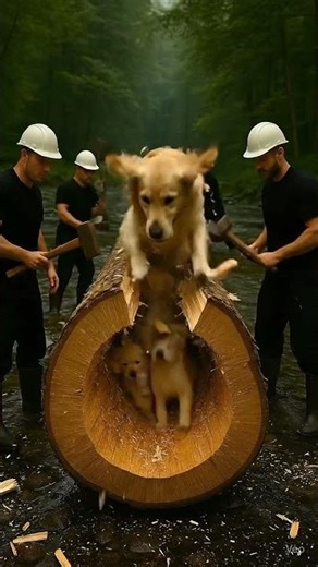 Rescue dog from giant log #animals #shorts #funny #viral