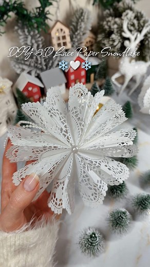 8.4M views · 61K reactions | DIY 3D Lace Paper Snowflake ❄️懶 Delicate 3D lace snowflake made from paper doilies. So simple, yet so magical! ❄️✨ #christmas #christmascraft #snowflakeDIY #creative #christmastree #christmasDIY #easydiy #christmasdecor #paperdiy #recycle #holidayvibes | Art is life | Facebook