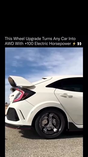 ClassyAura ™ on Instagram: "A single wheel swap can quietly rewrite how a car delivers power. 🧠⚙️ These are electric hub motors built directly into the wheels, meaning torque is added at the contact point with the road, not routed through the drivetrain. Each rear wheel contributes roughly 50 horsepower, instantly converting a front-wheel-drive car into true all-wheel drive without touching the engine, transmission, or driveshaft. Because the motors operate independently, the system improves tr
