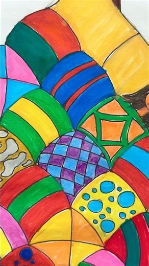 Patch Work Quilt Drawing | Multicolour Pattern Art | Easy School Project Shorts