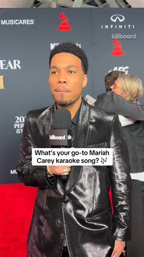 Someone find the nearest karaoke bar immediately! 🎤 Billboard asked stars on the red carpet at MusiCares Person of the Year Gala & Salute to Mariah Carey their go-to MC karaoke song 🤩🎶✨ | Billboard