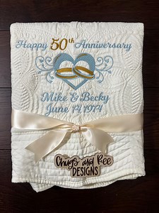 Personalized 50th Anniversary Quilt: Monogrammed Matelassé Cotton Gift - Etsy