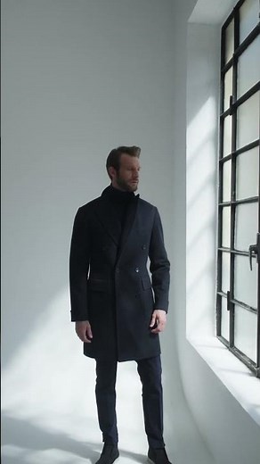 Pini Parma Blue Polo Coat in Loro Piana Wool – Made in Italy