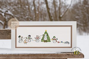 Snowmen Christmas Tree Cross Stitch Pattern: Holiday Panorama (PDF Pattern) - Etsy