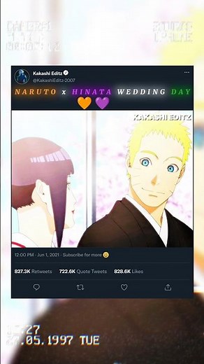 Naruto x HINATA WEDDING DAY 🧡💜🎖️ #anime #narutouzumaki 🔥🌑🤯