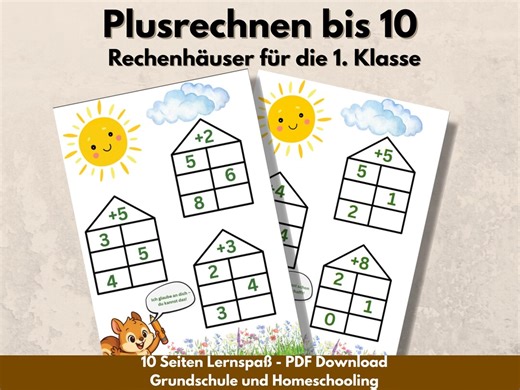 Math House Plus up to 10 Nalas Number Magic Math Worksheet Elementary School PDF Download With Answer Sheet and Free Coloring Page - Etsy Canada