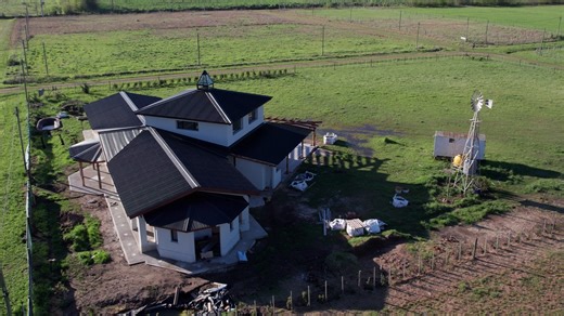 Construction Site, House Construction, Aerial View. Free Stock Video