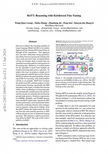 ReFT: Reasoning with Reinforced Fine-Tuning