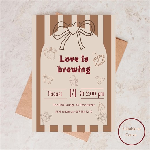 Coffee Invitation Template | Love is Brewing Bridal Shower Invite (digital Download) - Etsy