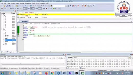 Expt. No. 6b - ASCII to Decimal conversion