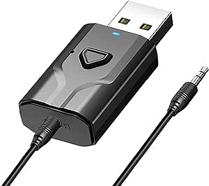 Bluetooth 5.0 Transmitter Receiver for TV and Wireless Headphones, 2-in-1 Bluetooth Aux Adapter, Wireless USB Transmitter for TV, PC, MP3, Gym, Airplane Use with Any 3.5 mm Audio Jack