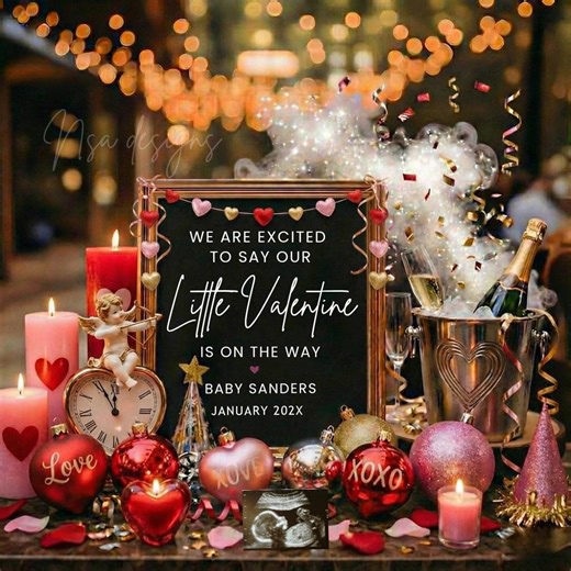 Romantic Pregnancy Announcement 2026, Unique Valentine's Day Pregnancy Announcement, Editable Social Media Template Canva - Etsy Canada