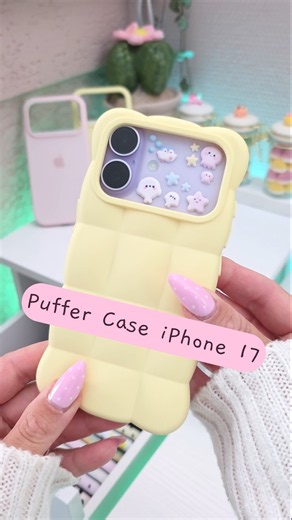 💛🪻Puffer Case iPhone 17 Lavender with 17 pro case refresh asmr #customization #phonecase puffy cool