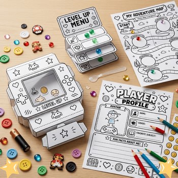 End of Year Reflection Video Game Activity Craft Levels Worksheets