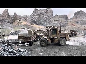 Powerful CAT 966 Loading Dump Truck | Satisfying Machine Work CAT Loader Extreme Power in Quarry