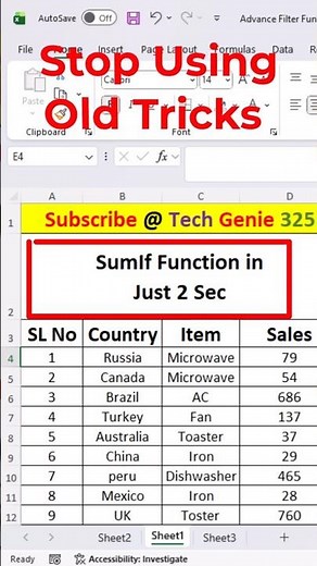 Excel లో SUMIF Formula 30 Seconds లో నేర్చుకోండి! Telugu Tips Tutorial | #excel #sumif #shorts