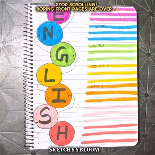 Aesthetic English notebook cover ✨📘