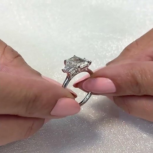 2 carat Emerald Cut Diamond Three-Stone Engagement Ring