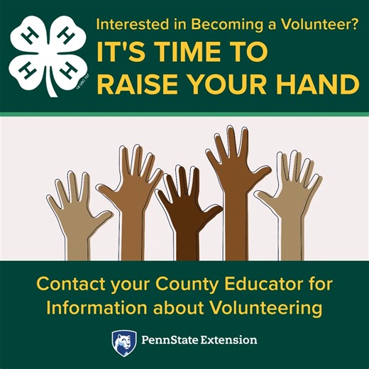Are you interested in becoming a 4-H volunteer? The 4-H program needs volunteers to thrive, so the beginning of the new 4-H program year is the perfect time to start your volunteer journey. If you are interested in becoming a 4-H volunteer, reach out to your county educator or local extension office for more information. Or, fill out our inquiry form: https://pennstate.qualtrics.com/jfe/form/SV_eVPJOPewb7ci4Jg | Pennsylvania 4-H | Facebook