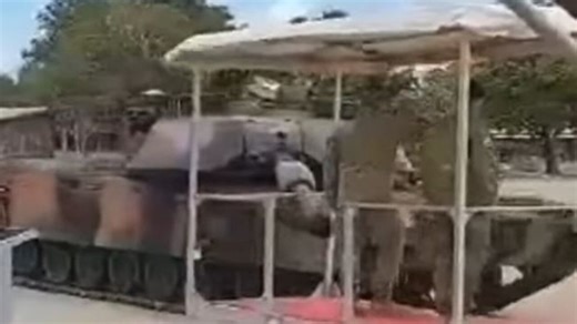 Epic fail as army tank almost takes out major general