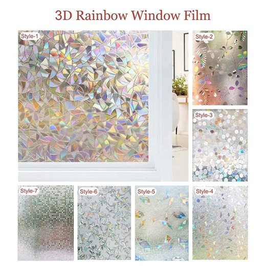 窓用プライバシーフィルム、レインボーウィンドウステッカー、3D装飾ウィンドウビニール、ステンドグラスウィンドウデカール、自己粘着静電気吸着ウィンドウステッカー - Etsy 日本